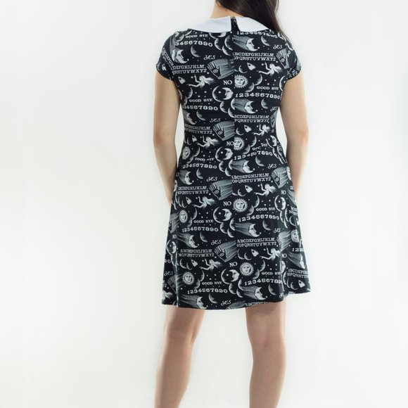 Stretchy Black Dress with "Ouija" Print - Picture 2 of 4